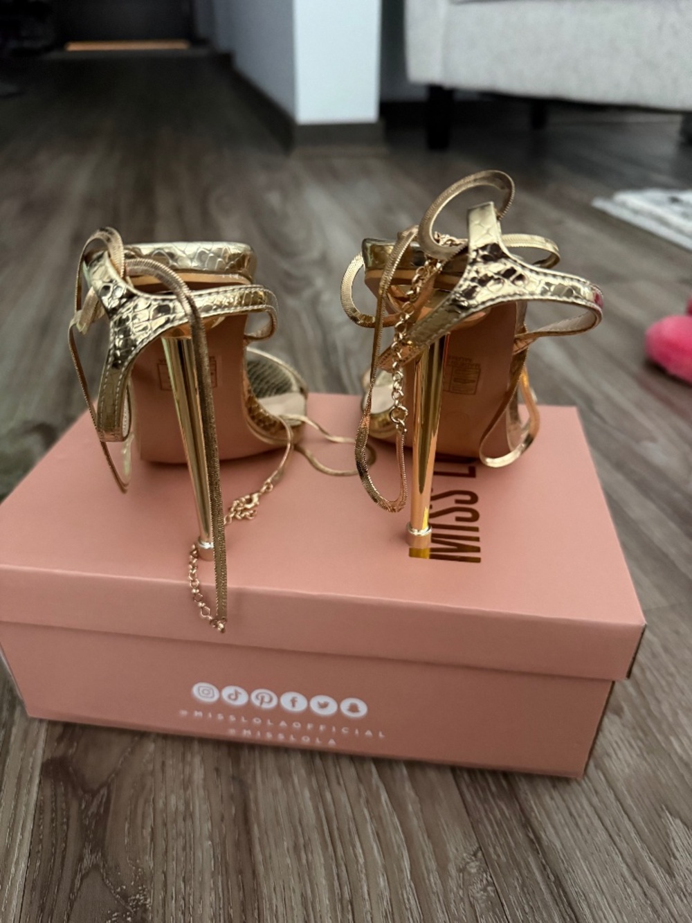 Gold snake print tall heels